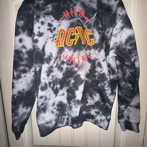 AC/DC High Voltage Black and Gray Tie-Dye Sweater